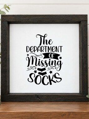 The Department of Missing Socks Handcrafted wood & canvas sign